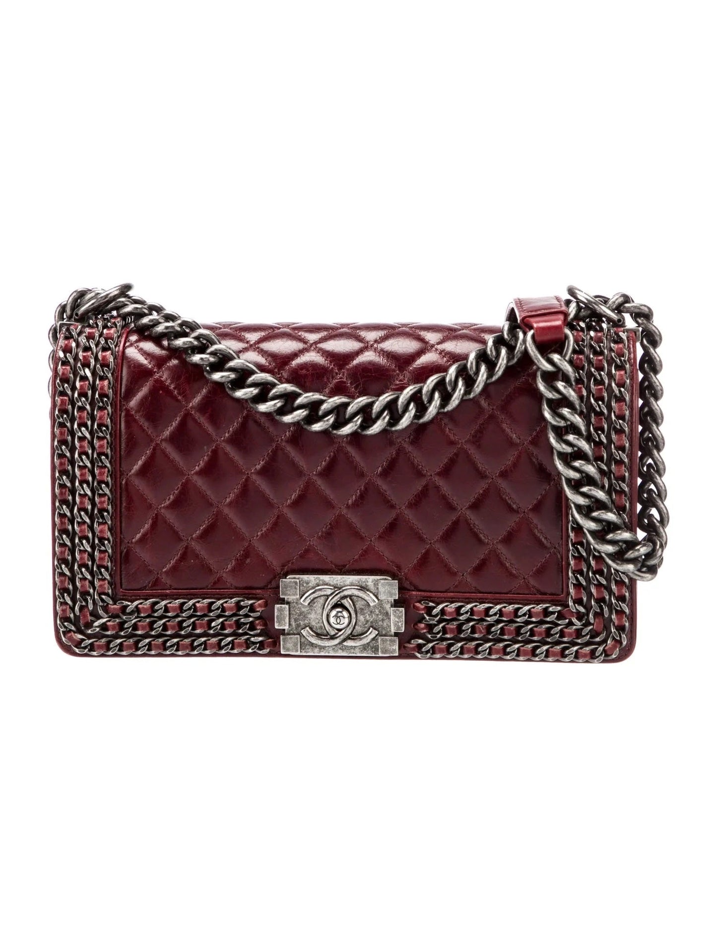 Chanel QUILTED CALFSKIN AROUND MAXI BOY Leather Handbag