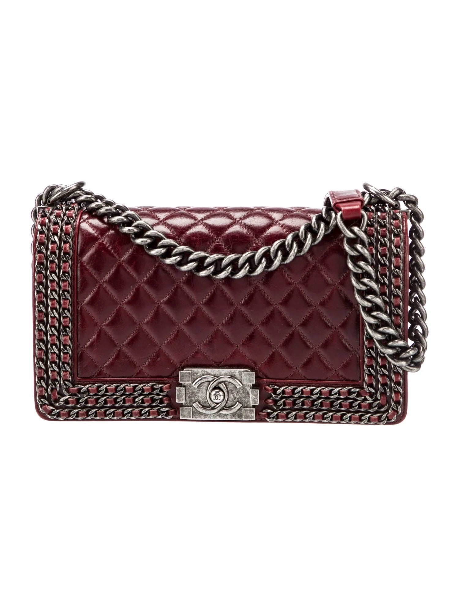 Chanel QUILTED CALFSKIN AROUND MAXI BOY Leather Handbag