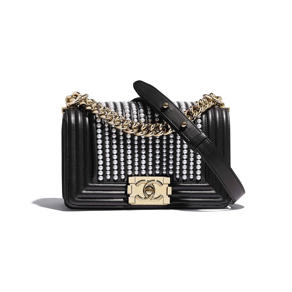 Chanel CALFSKIN PEARL BOY Handbag