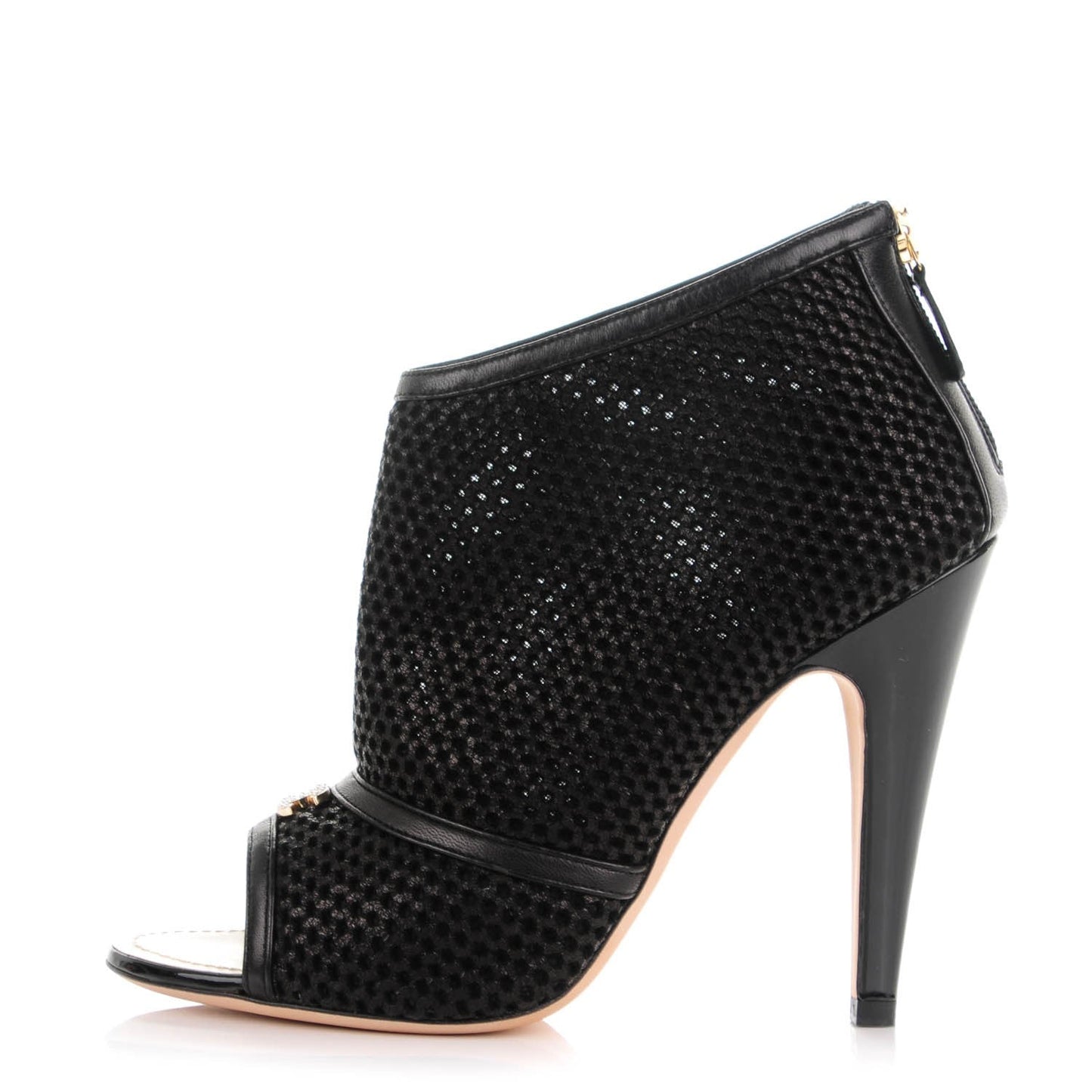 Chanel Mesh CC Peep Toe Ankle Boots for Women