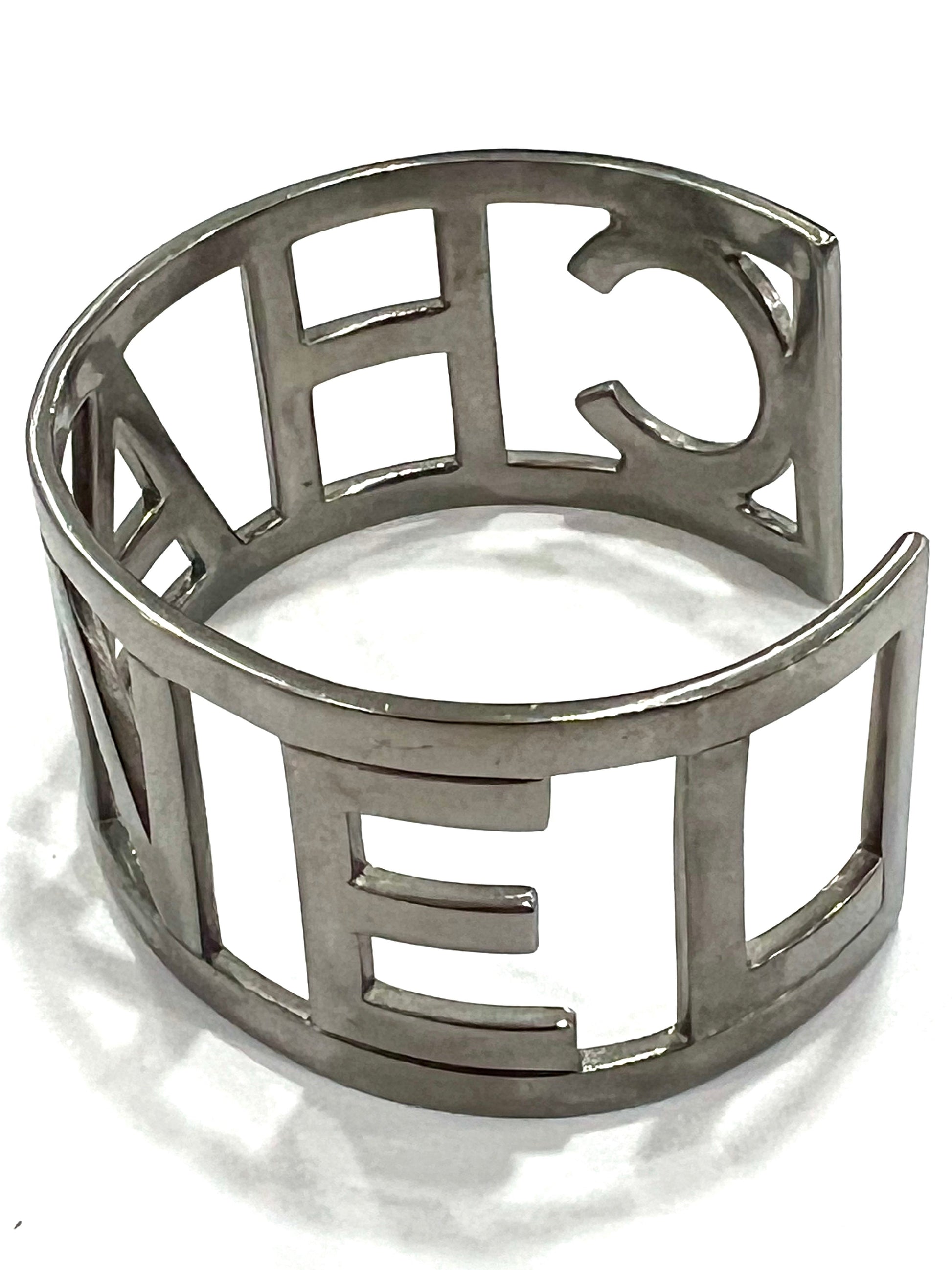 CHANEL METAL LOGO CUFF BRACELET