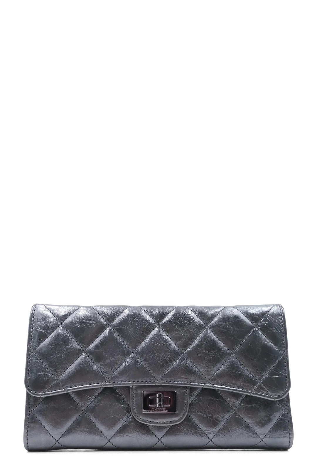 Chanel Metallic Aged Calfskin Leather Quilted 2.55 Reissue Wallet Handbag