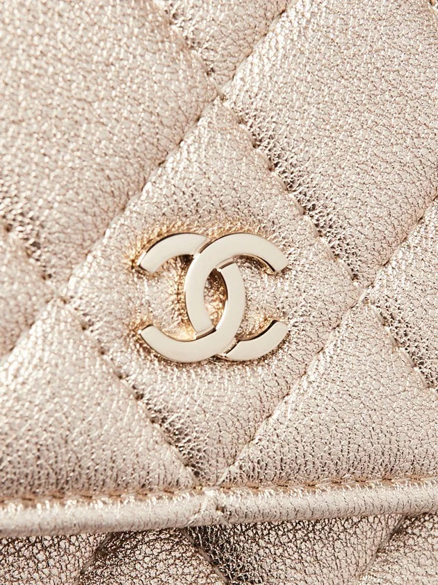 Chanel Metallic Gold Quilted Leather WOC