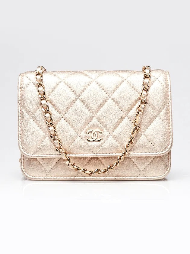Chanel Metallic Gold Quilted Leather WOC