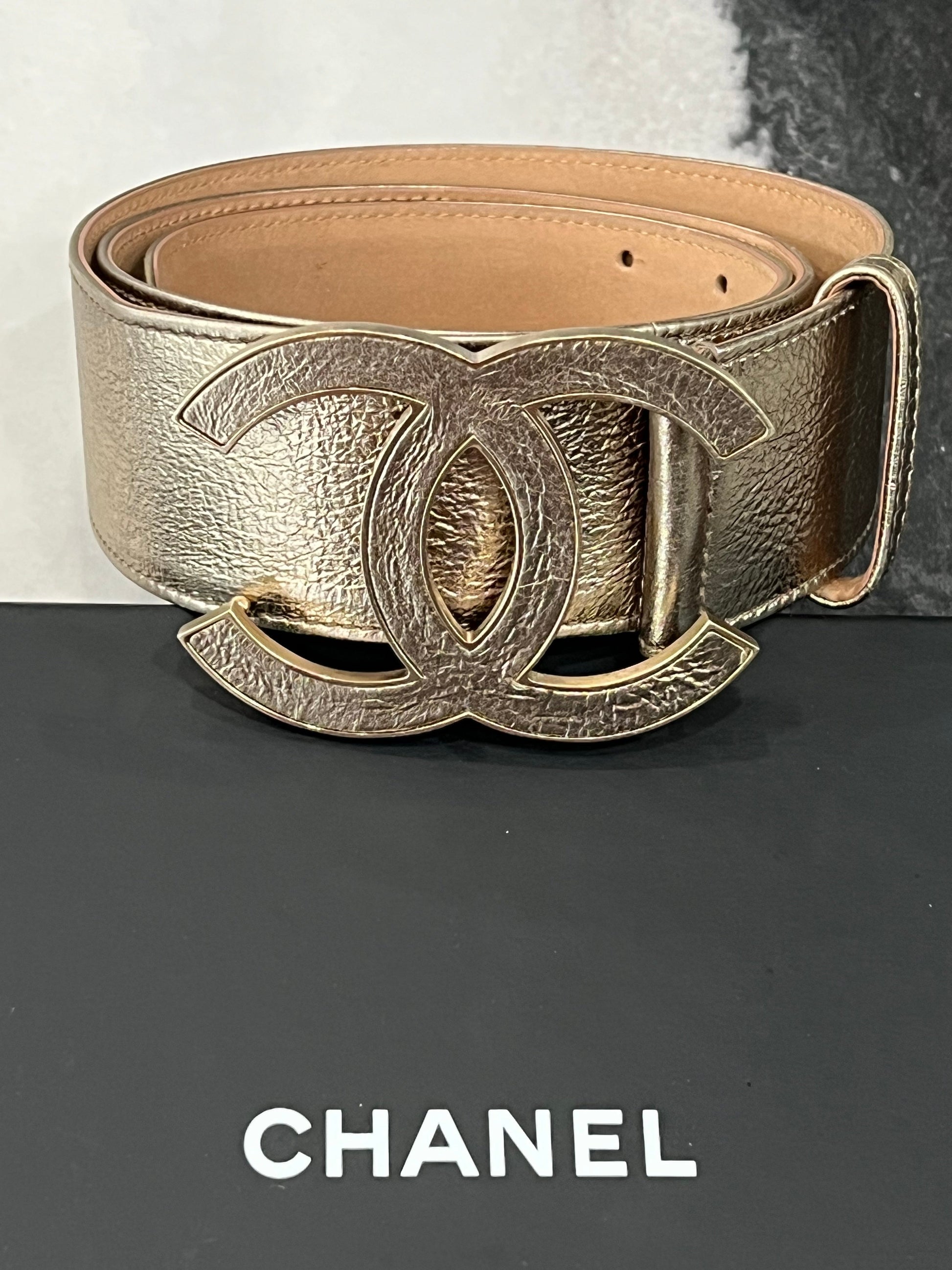 Chanel Metallic Lambskin Cc Buckle Wide Belt Bag