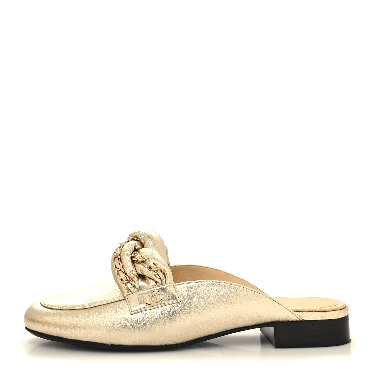 Chanel Metallic Lambskin Braided Chain Mules Bag