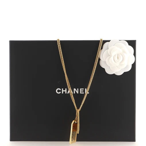 CHANEL RUE CAMBON DOG TAG PENDANT NECKLACE