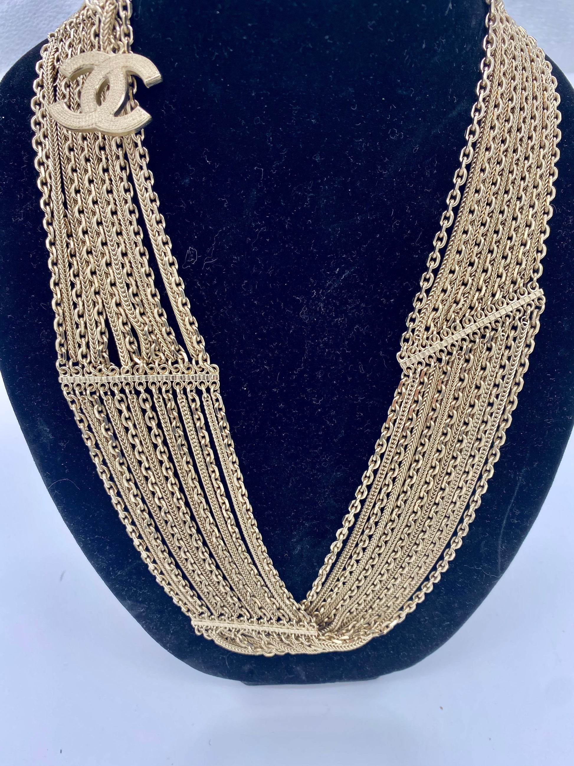 CHANEL CC MULTI STRAND CHAIN LINK NECKLACE