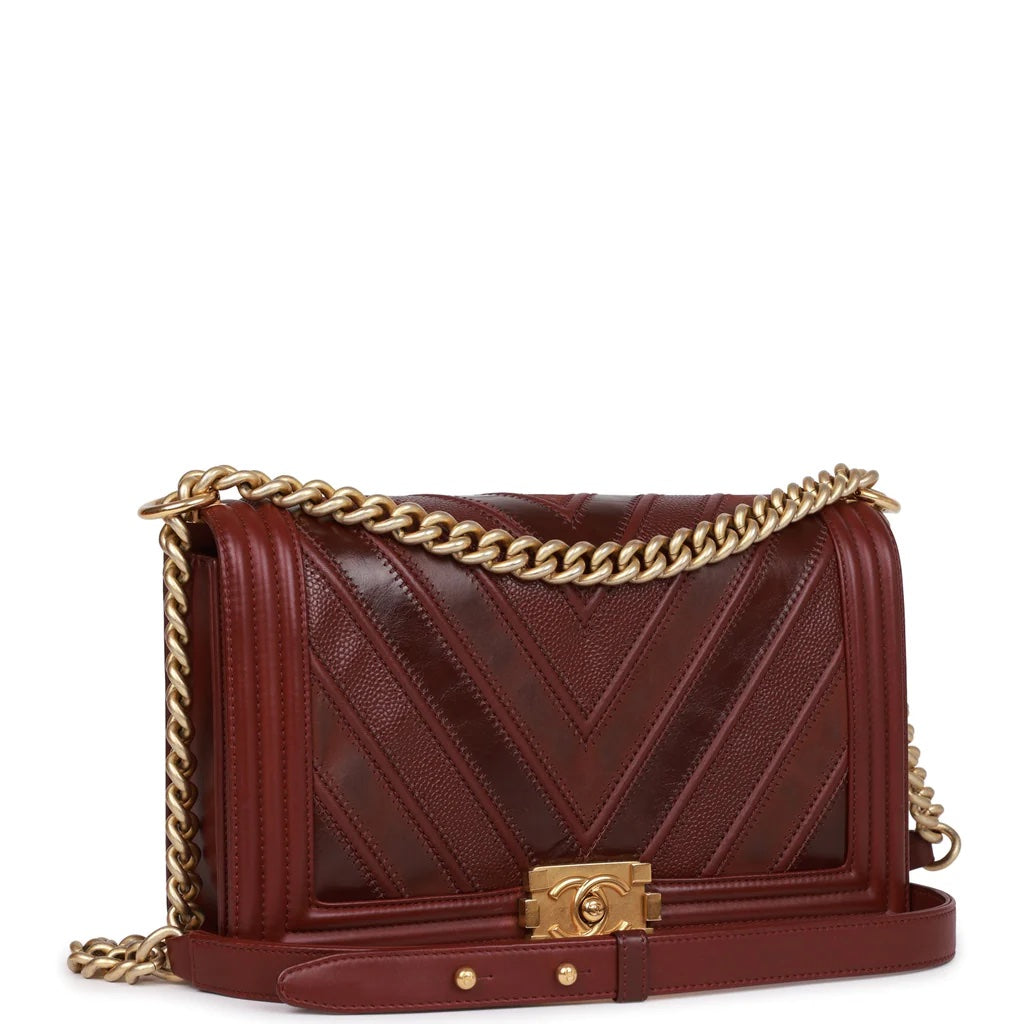 Chanel CHEVRON QUILTED LAMBSKIN BOY NEW Handbag