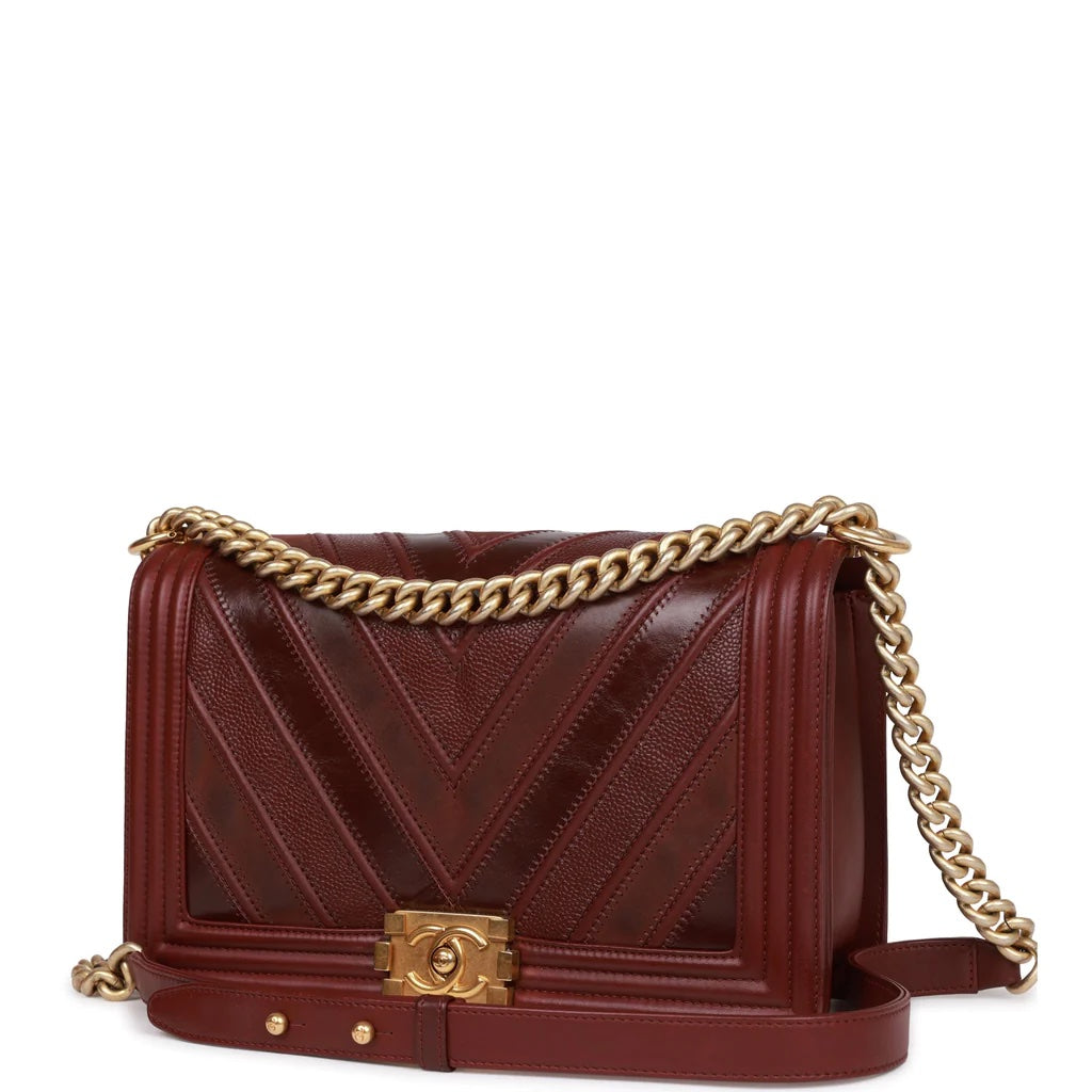 Chanel CHEVRON QUILTED LAMBSKIN BOY NEW Handbag