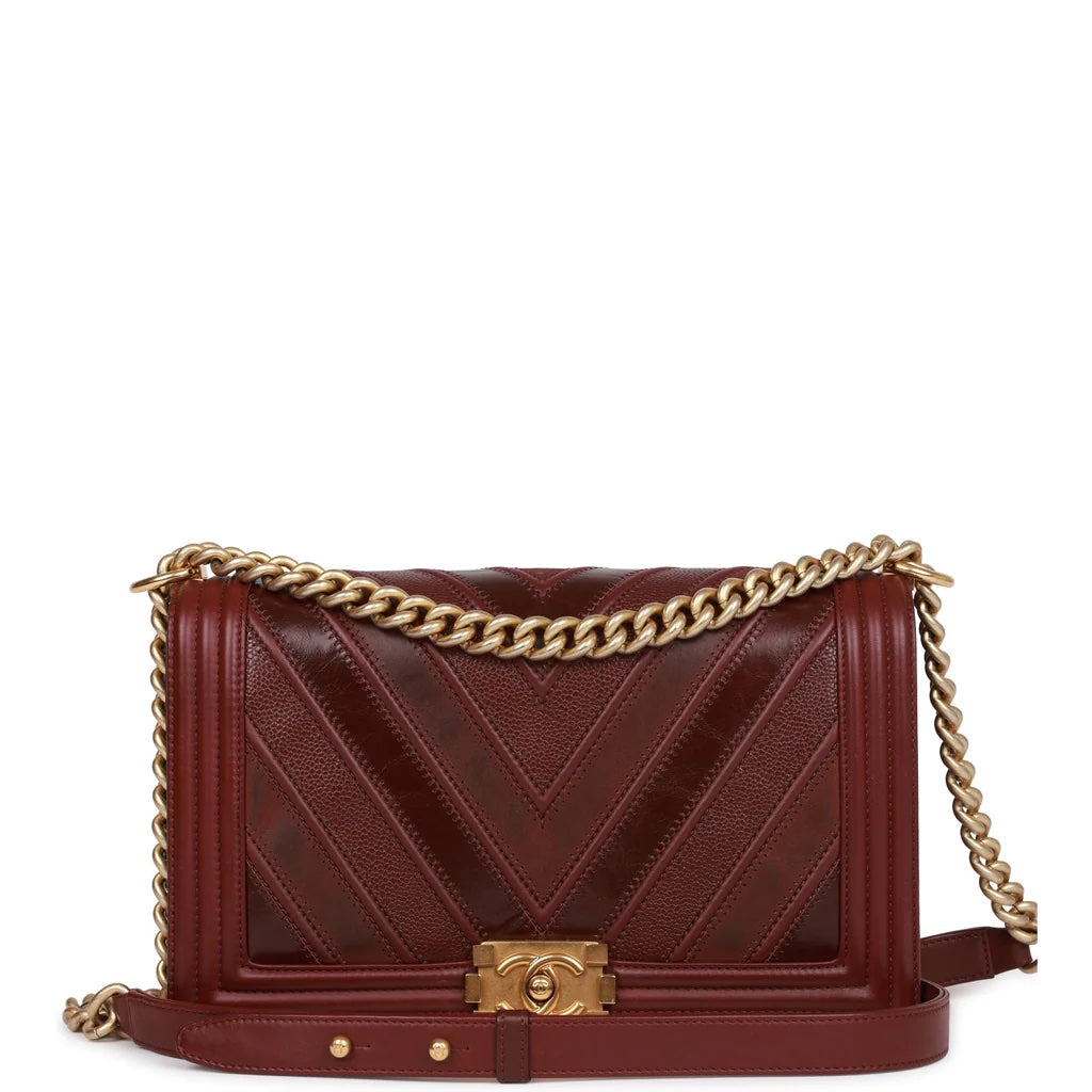 Chanel CHEVRON QUILTED LAMBSKIN BOY NEW Handbag