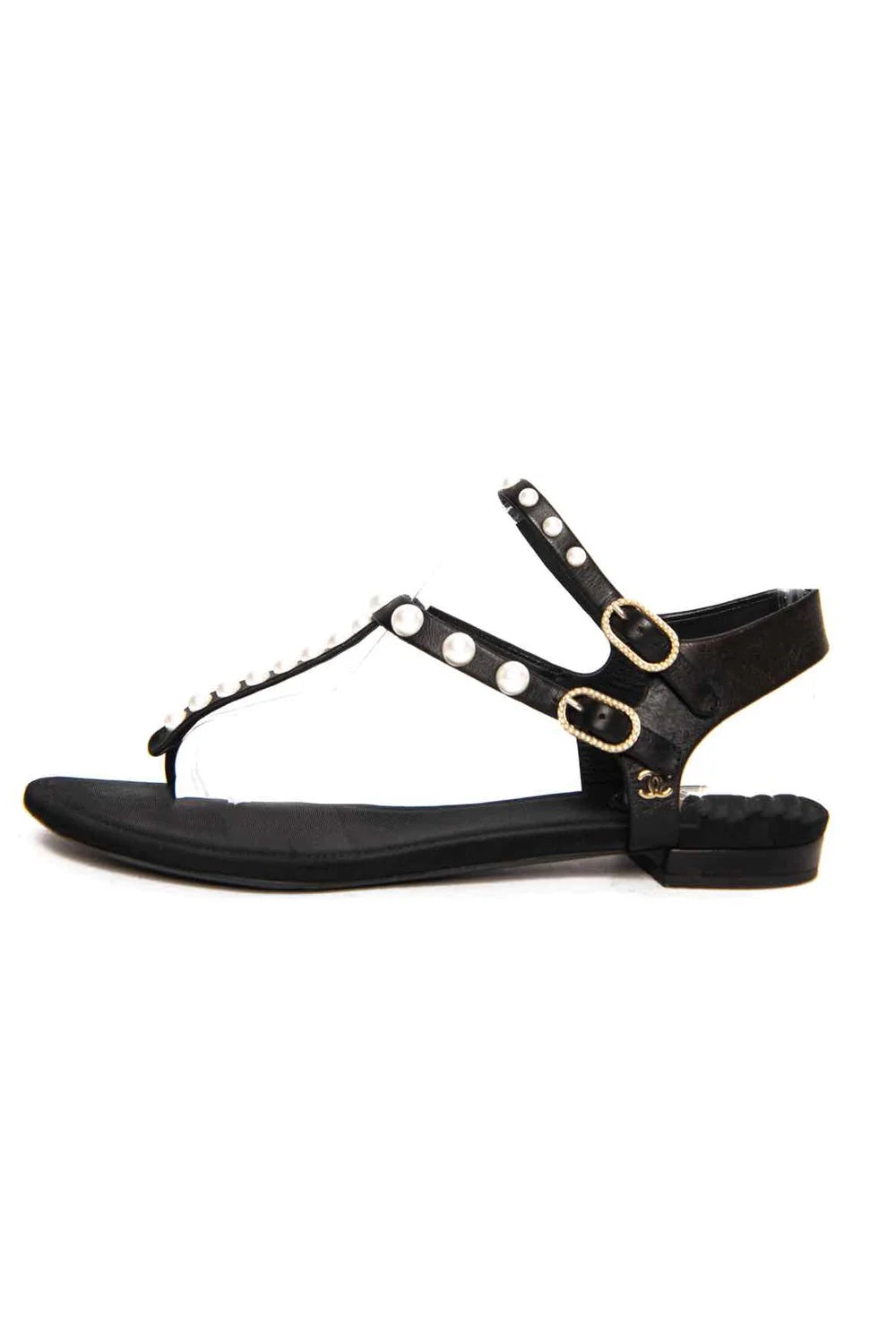Chanel Pearl Embellished Thong Flat Sandals for Women