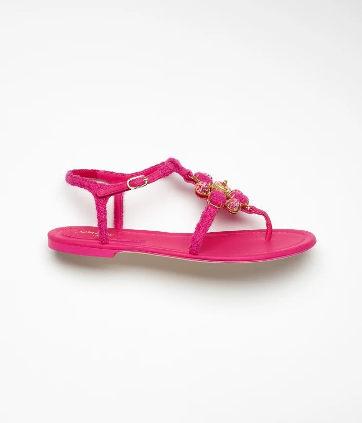 Chanel Pink Jeweled Sandals