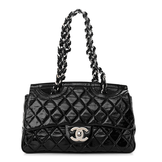 Chanel QUILTED PATENT DAY GLO FLAP Leather Shoulder Bag