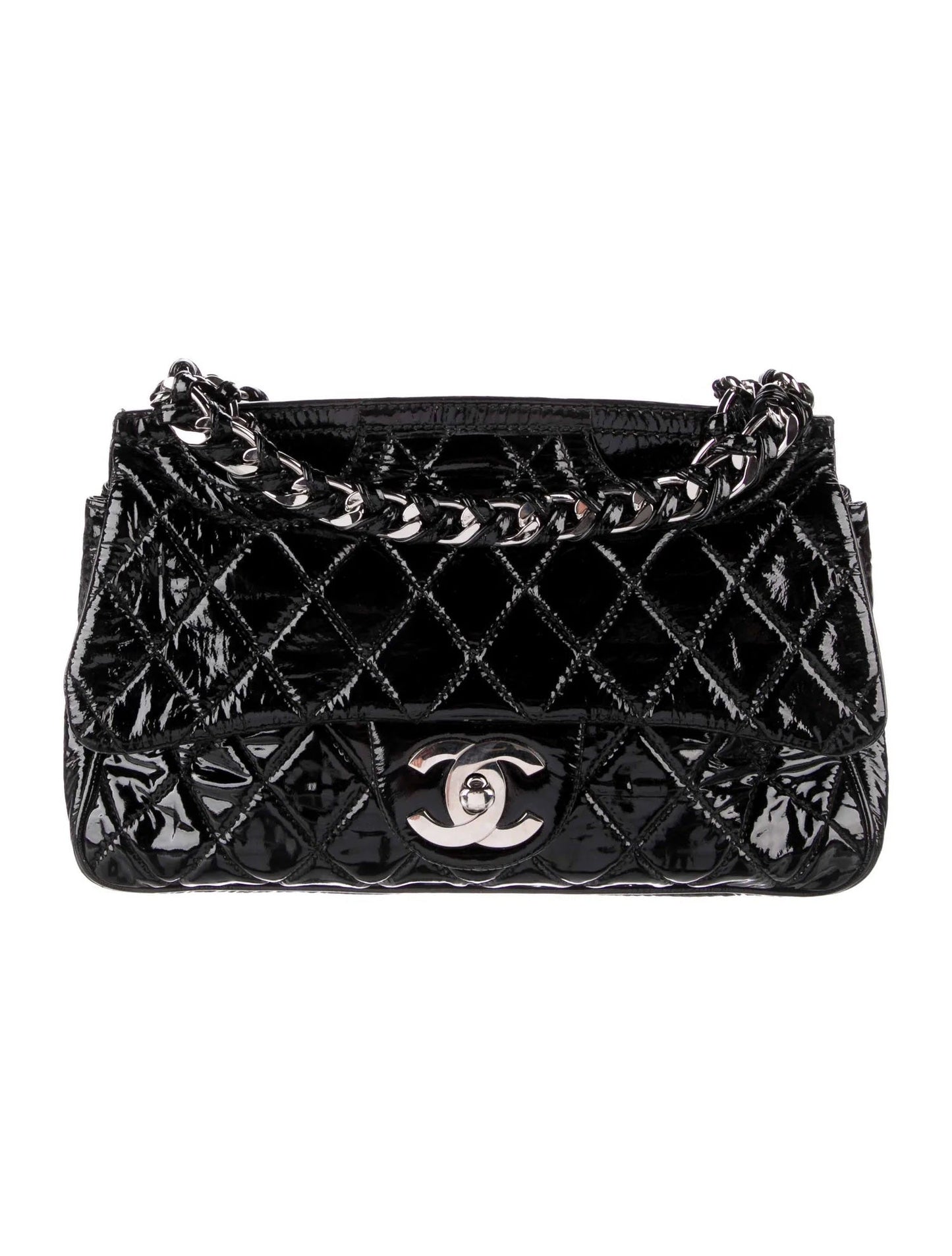 Chanel QUILTED PATENT DAY GLO FLAP Leather Shoulder Bag