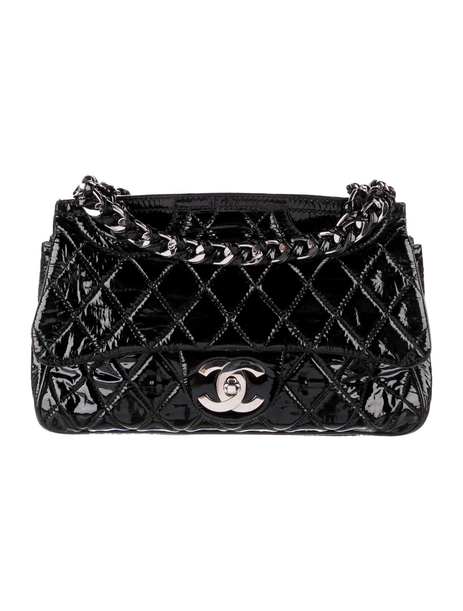 Chanel QUILTED PATENT DAY GLO FLAP Leather Shoulder Bag