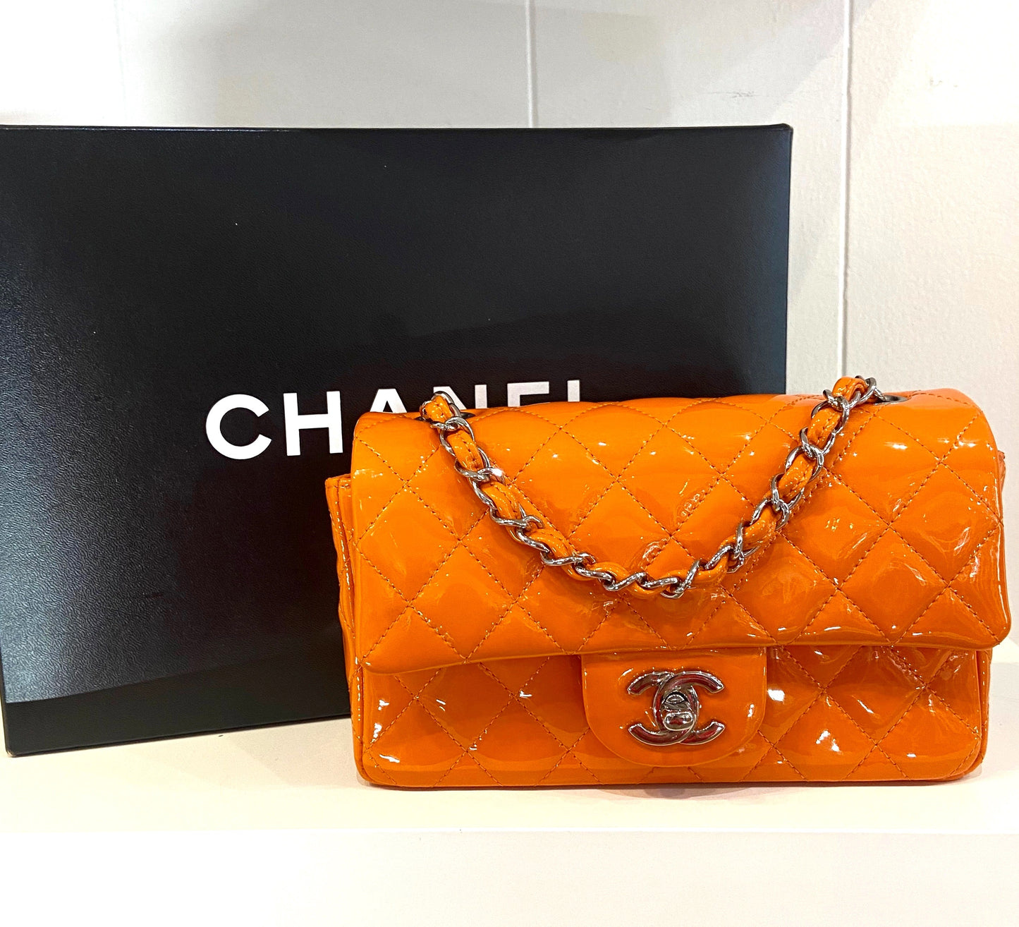 Chanel QUILTED PATENT FLAP Leather Shoulder Bag