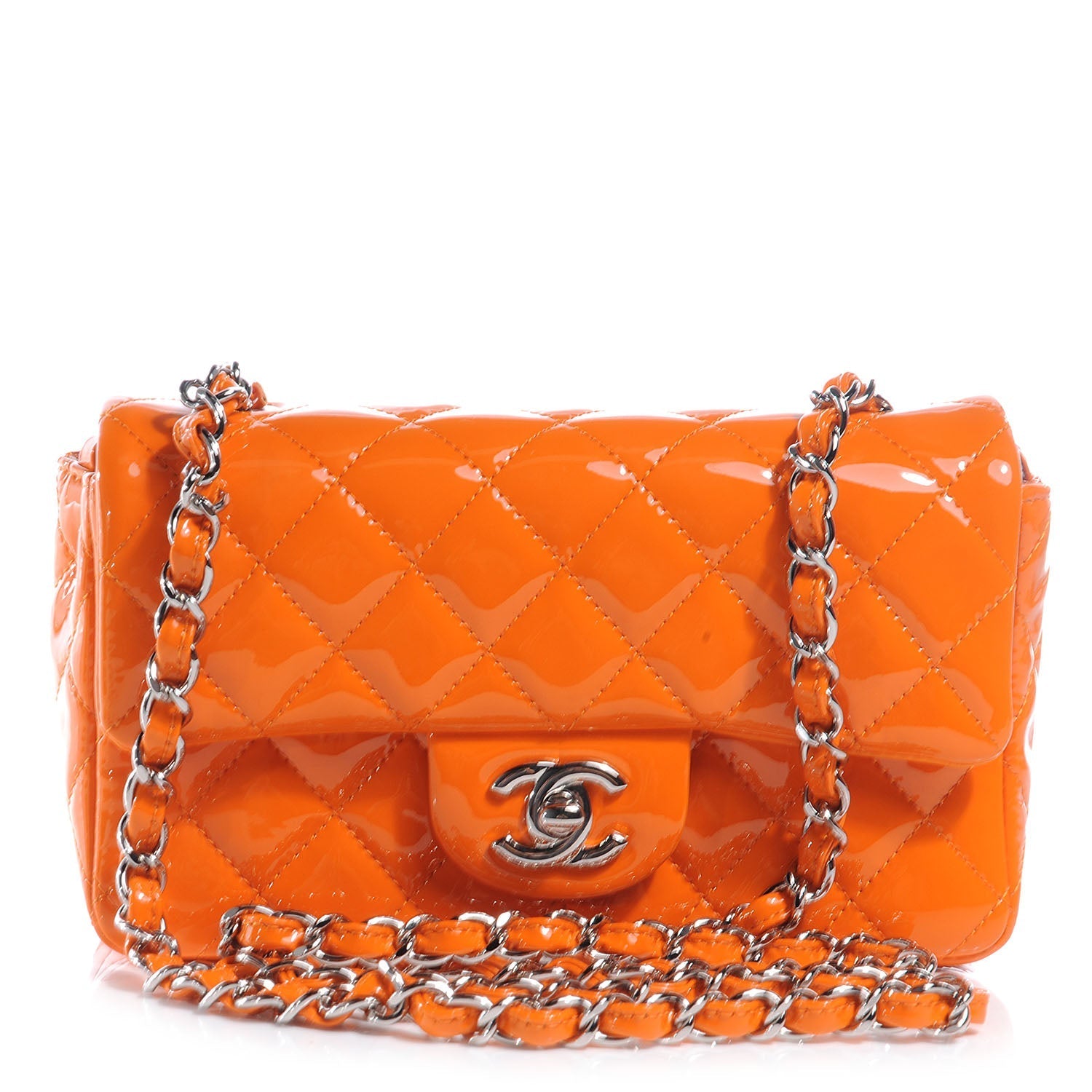 Chanel QUILTED PATENT FLAP Leather Shoulder Bag