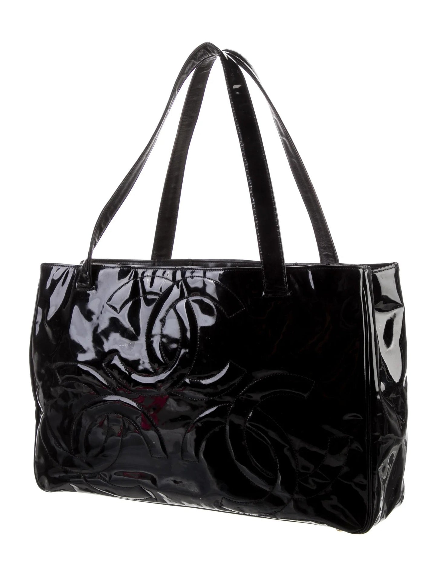 Chanel PATENT TRIPLE CC Leather Tote Bag