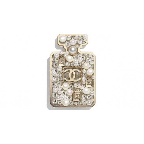 Chanel 19 Strass & Faux Pearl Cc Permufe Brooch