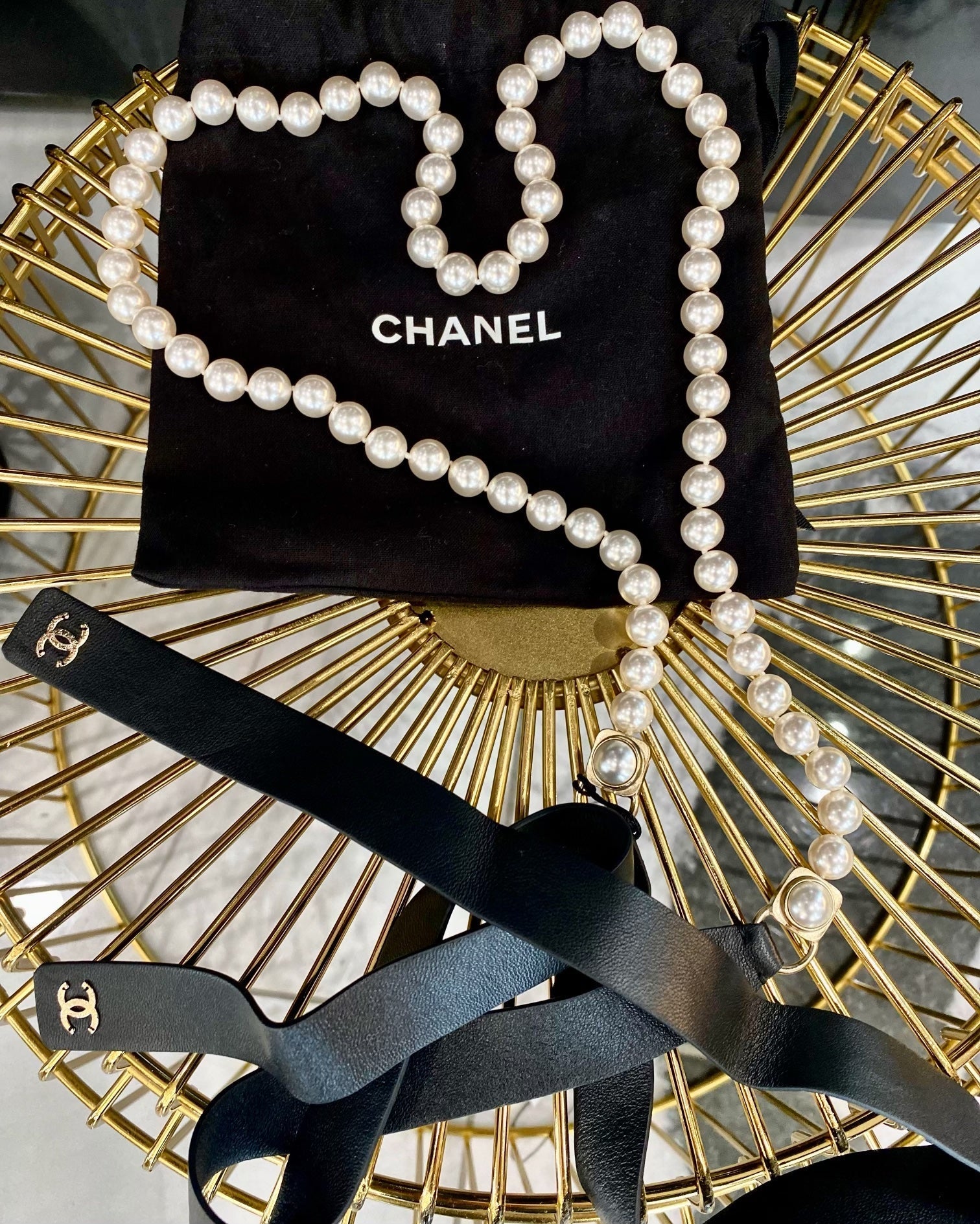Chanel Cc Glass Pearls & Lambskin Waist Belt Bag