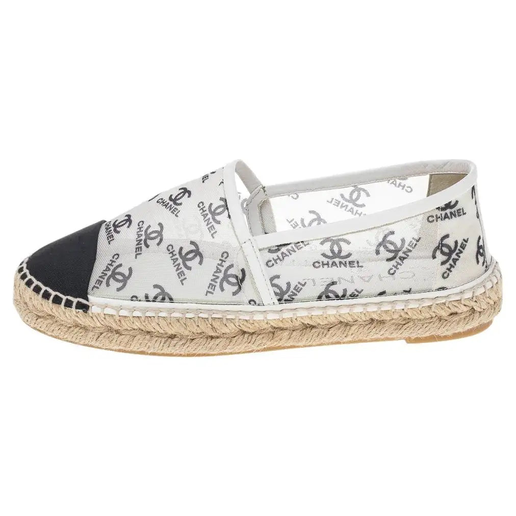 Chanel Print Mesh and Fabric CC Espadrille Flats
