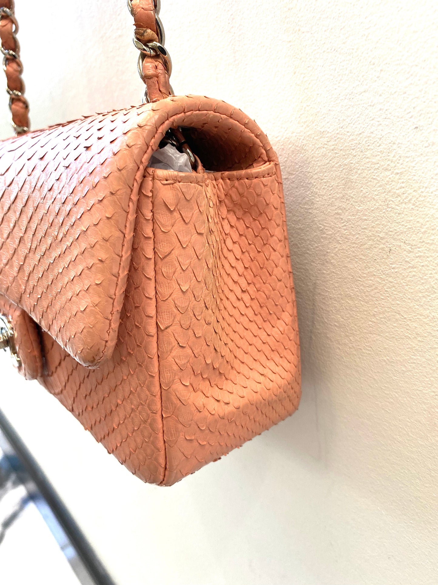 Chanel PYTHON FLAP Pink Shoulder Bag