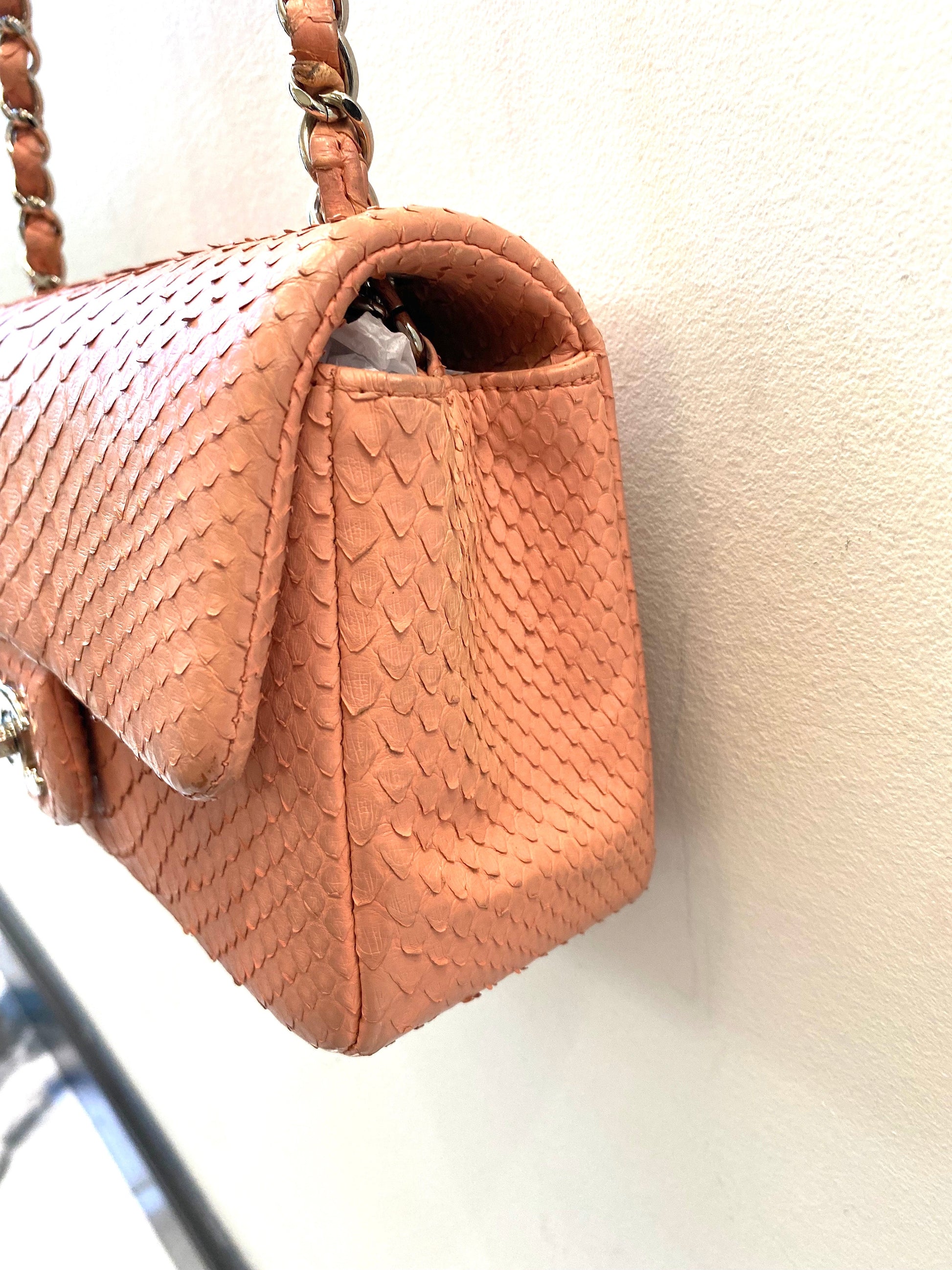 Chanel PYTHON FLAP Pink Shoulder Bag