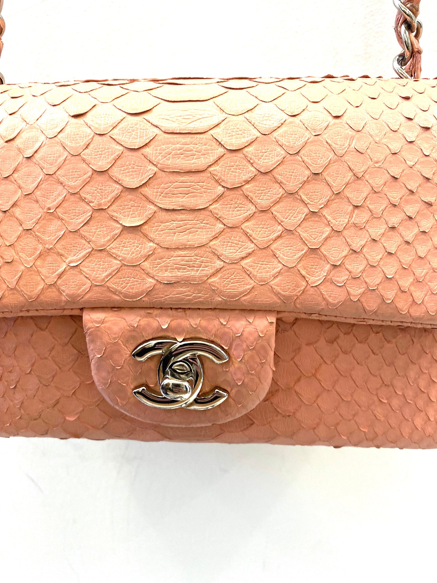 Chanel PYTHON FLAP Pink Shoulder Bag