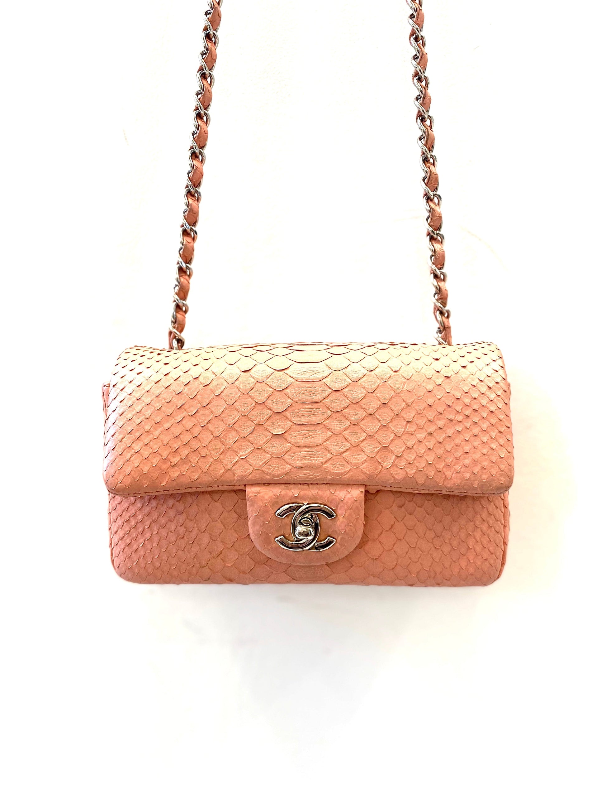 Chanel PYTHON FLAP Pink Shoulder Bag