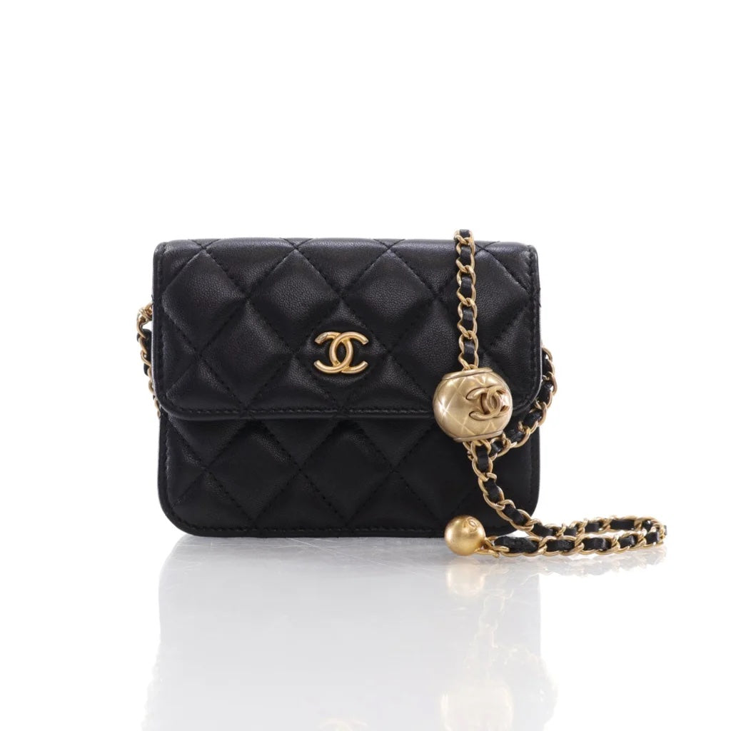 Chanel Quilted Lambskin Pearl Crush Clutch with Chain