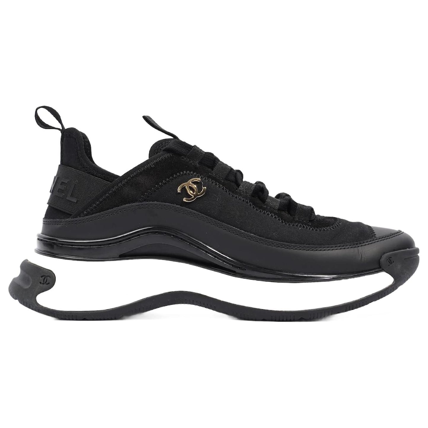CHANEL QUILTED CC TRAINER SNEAKERS