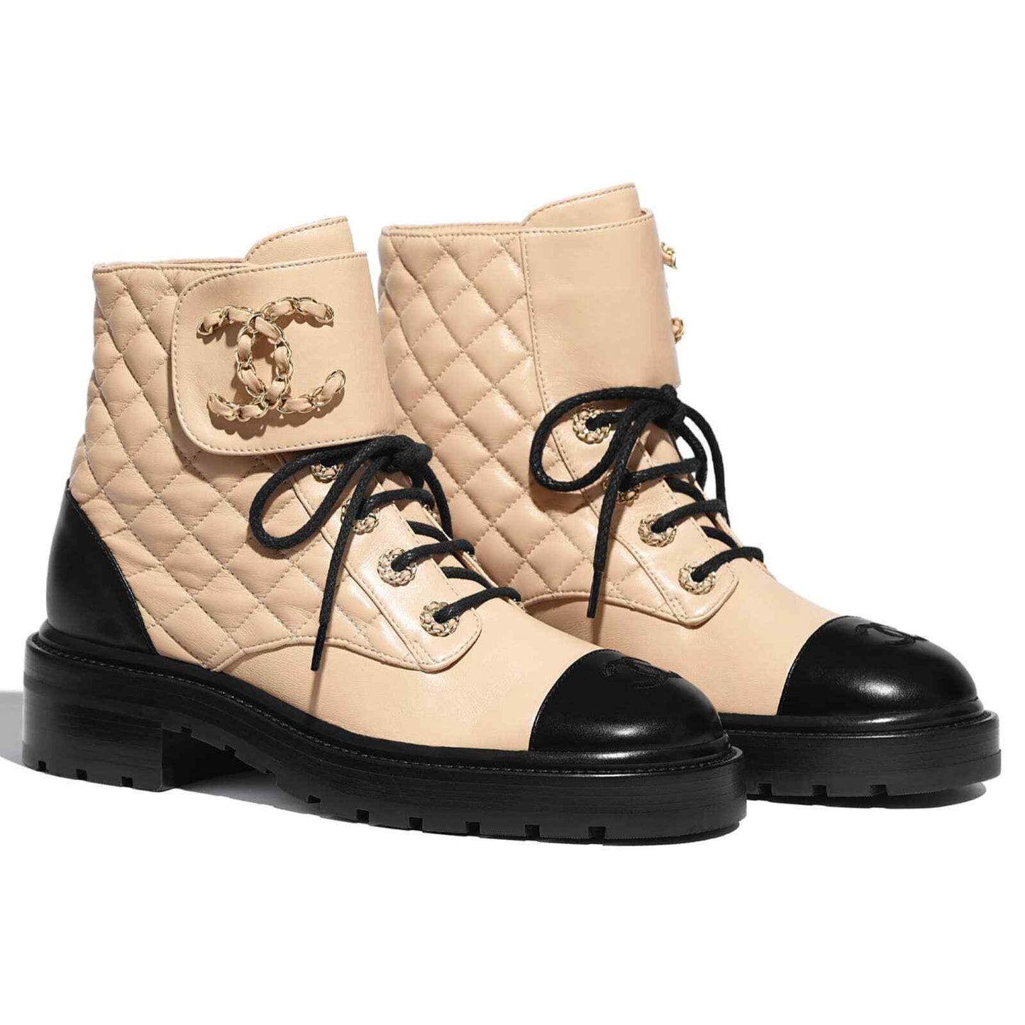 Chanel Quilted CC Chain Combat Boots for Women