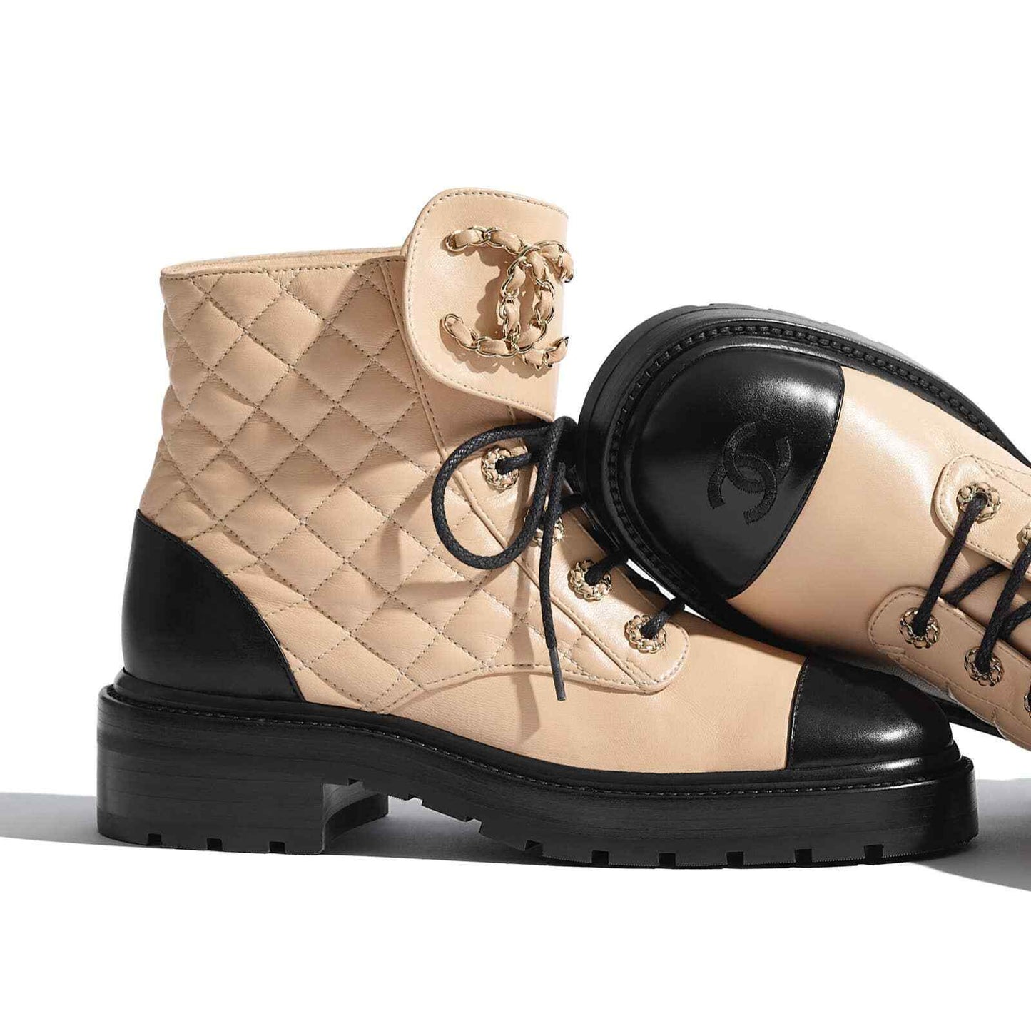 Chanel Quilted CC Chain Combat Boots for Women