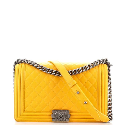 Chanel Quilted Calfskin Leather Medium Boy Bag Hs