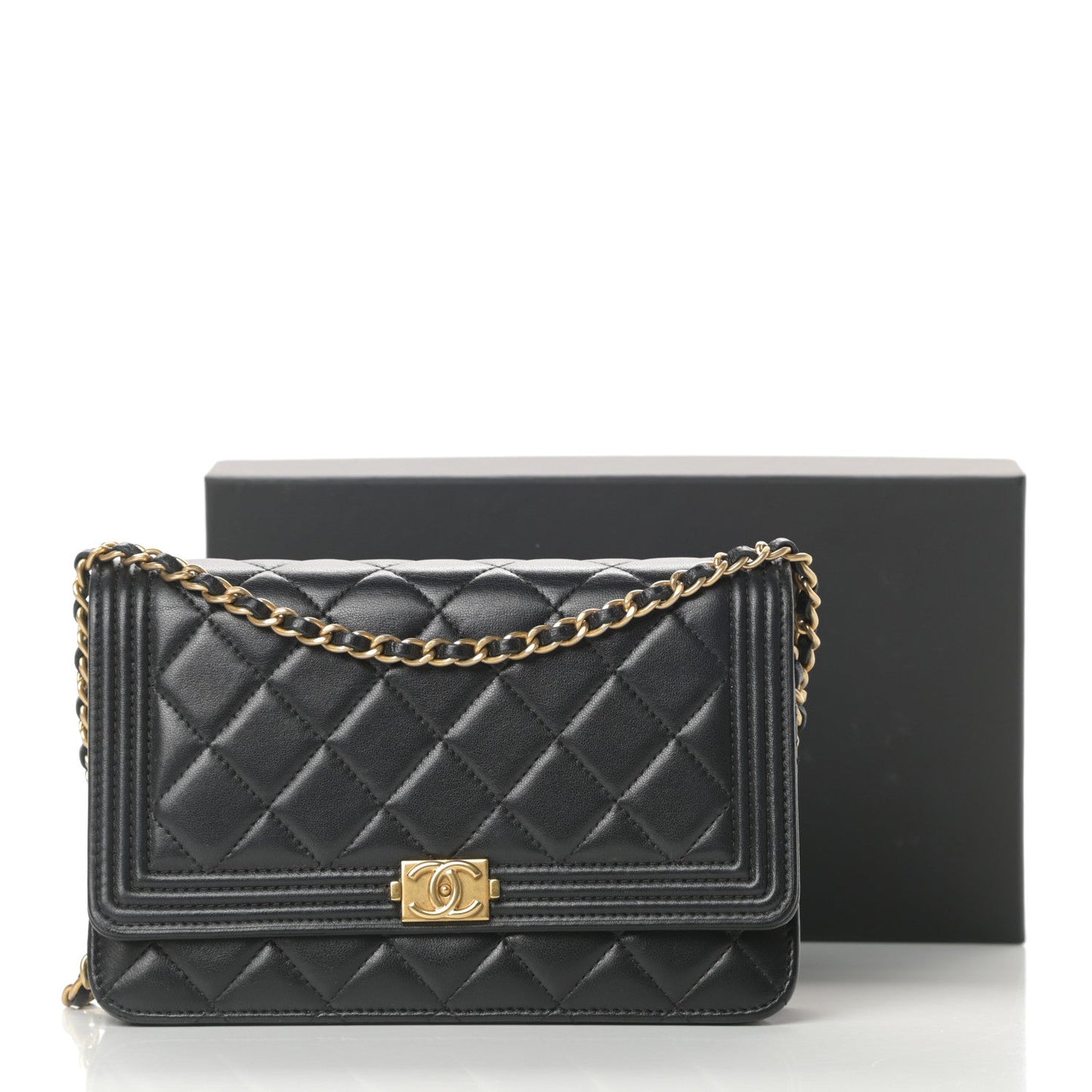Chanel Quilted Lambskin Boy Wallet on Chain Handbag