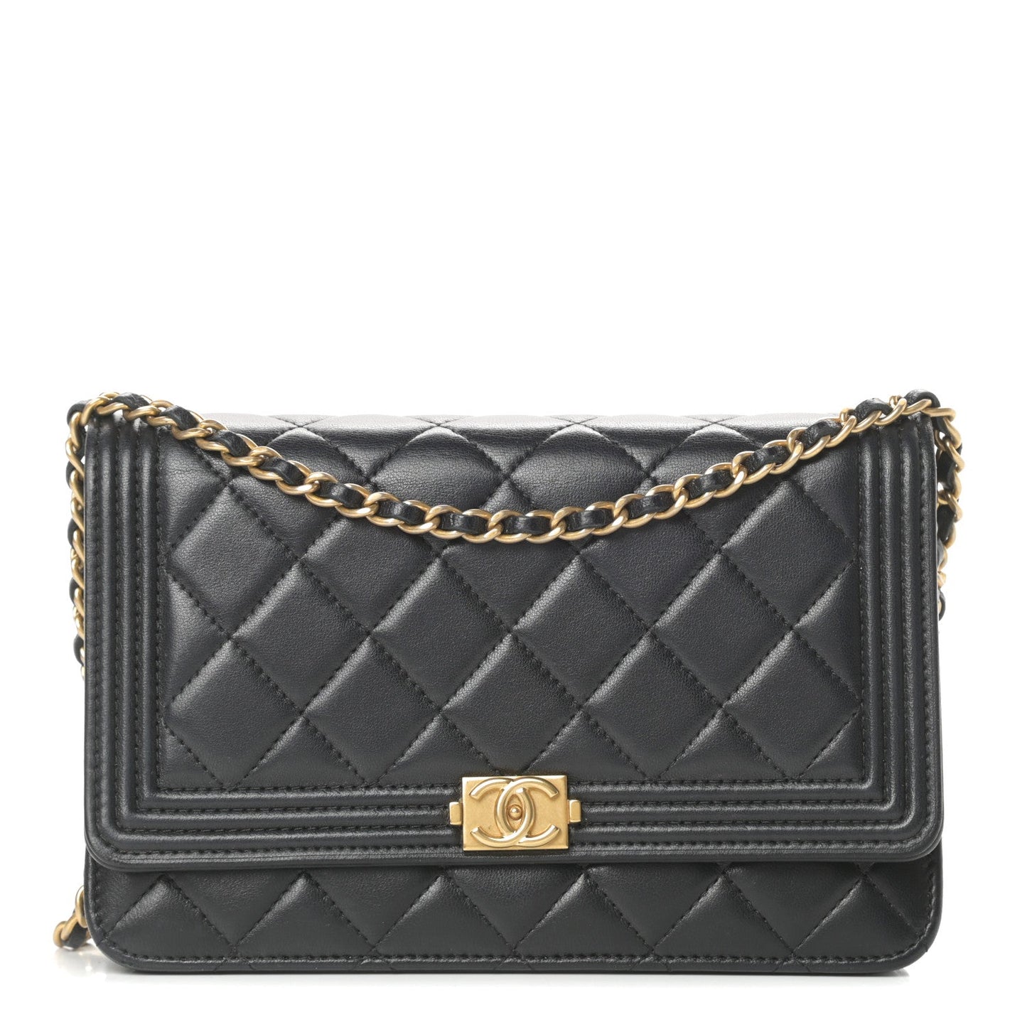 Chanel Quilted Lambskin Boy Wallet on Chain Handbag