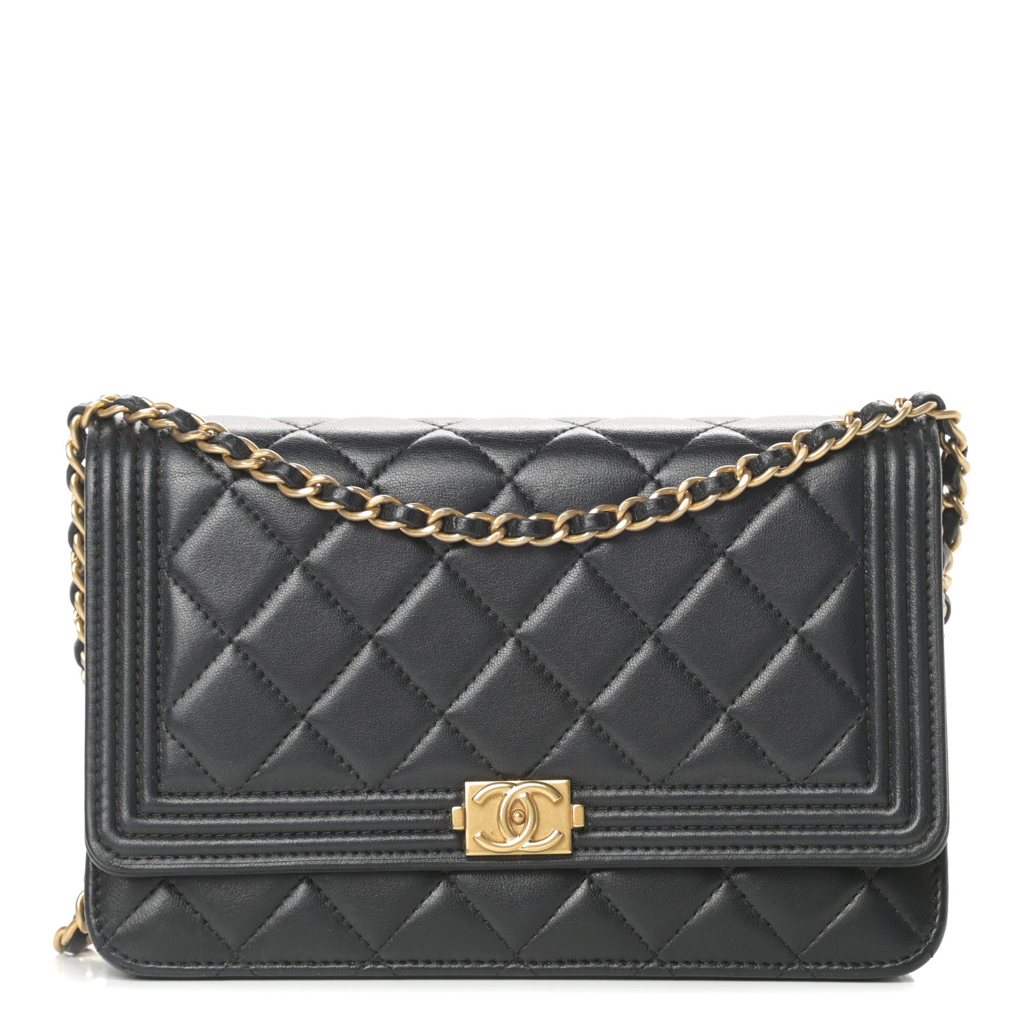 Chanel Quilted Lambskin Boy Wallet on Chain Handbag