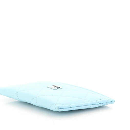 Chanel Quilted Lambskin Card Holder Neon Blue Handbag