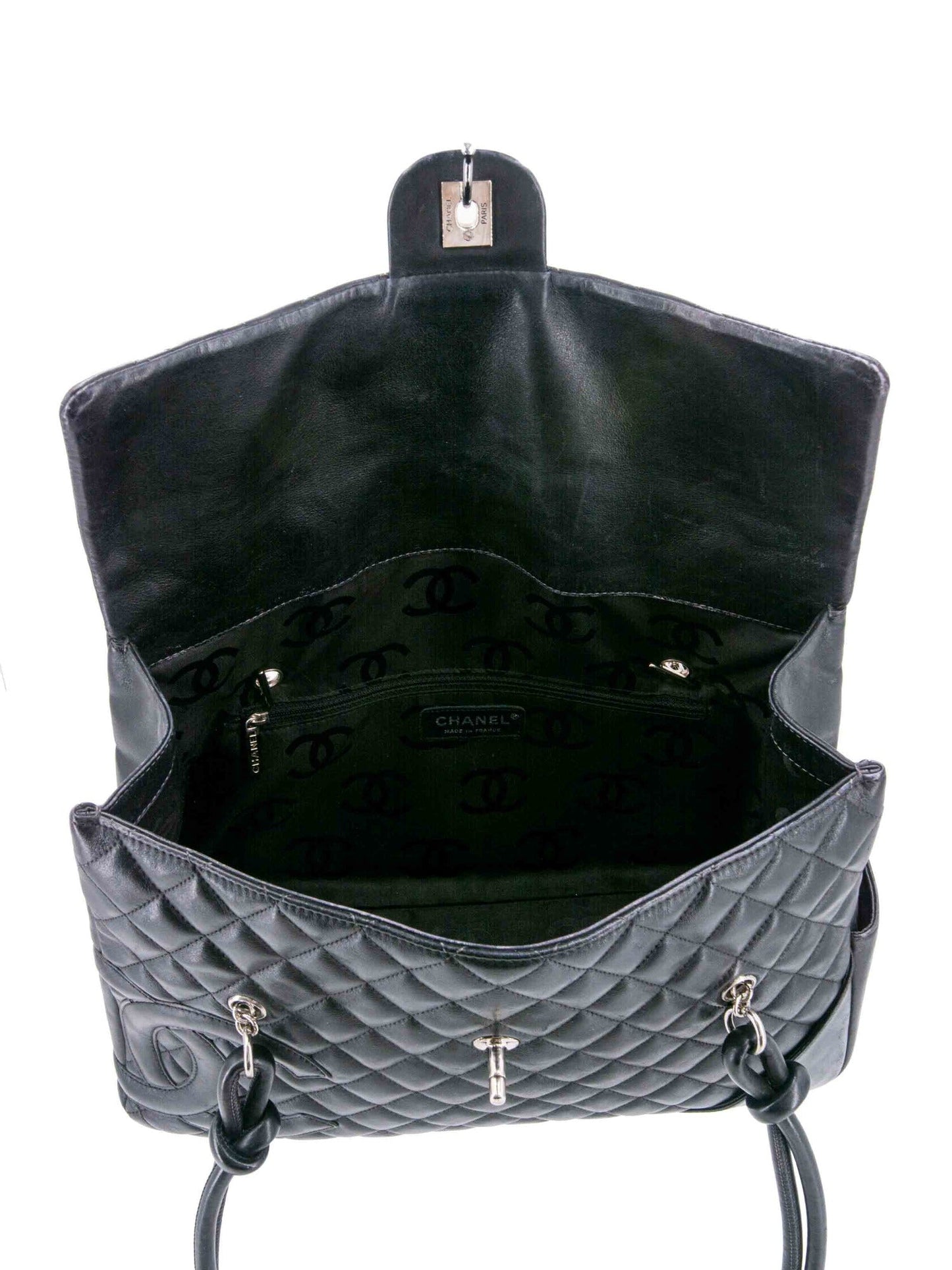 Chanel Quilted Leather CC Flap Maxi Bag Black
