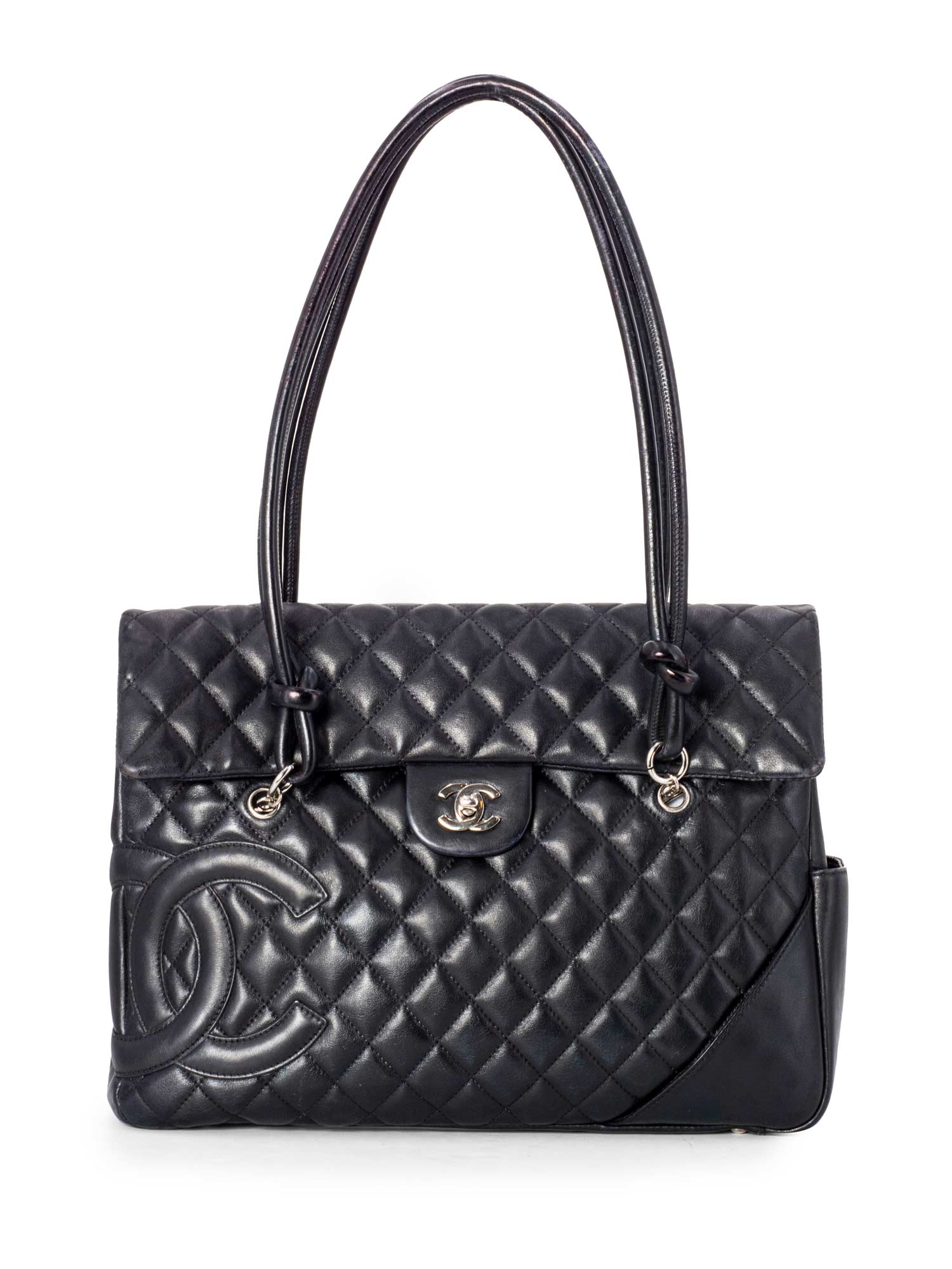 Chanel Quilted Leather CC Flap Maxi Bag Black