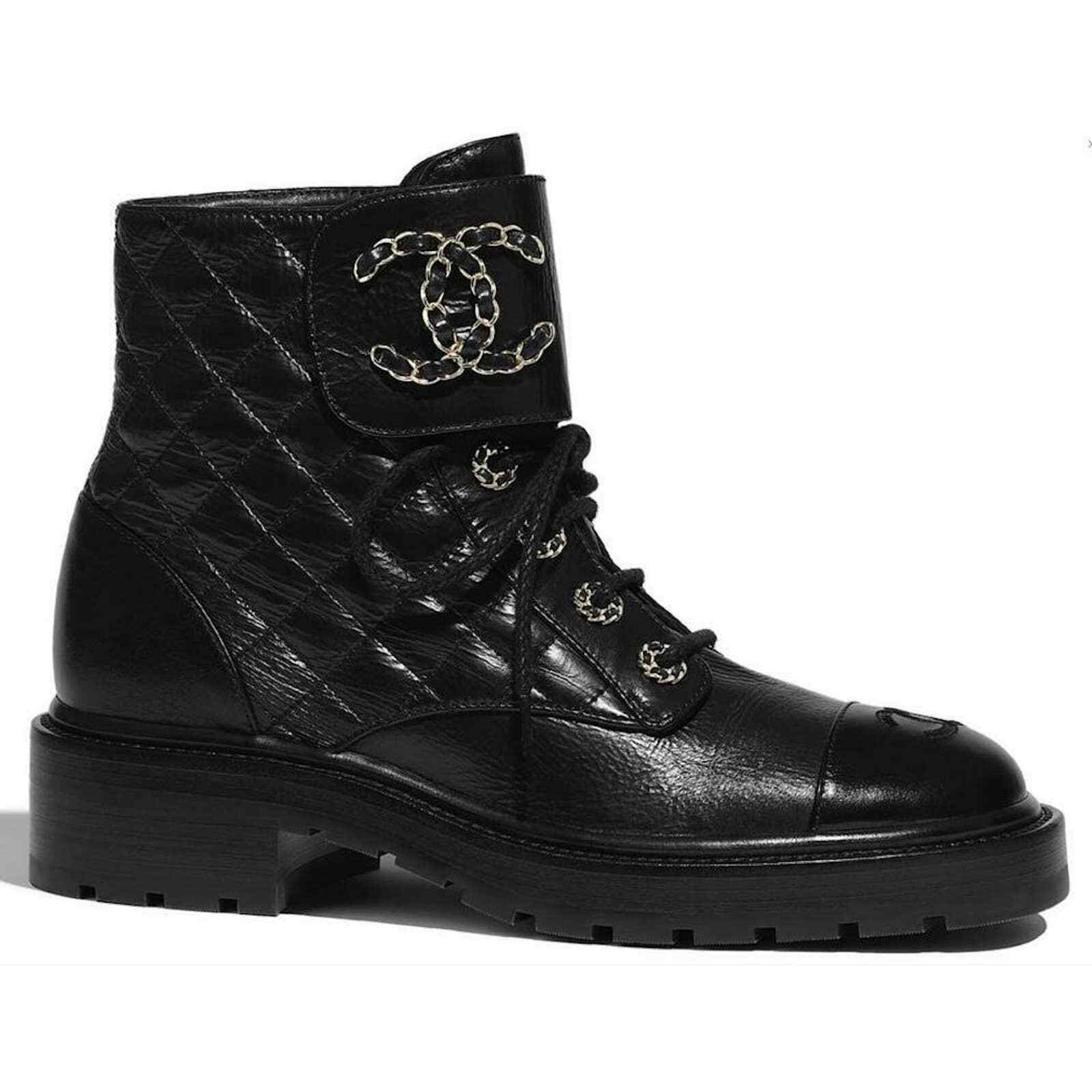 Chanel Quilted Lambskin Combat Boots