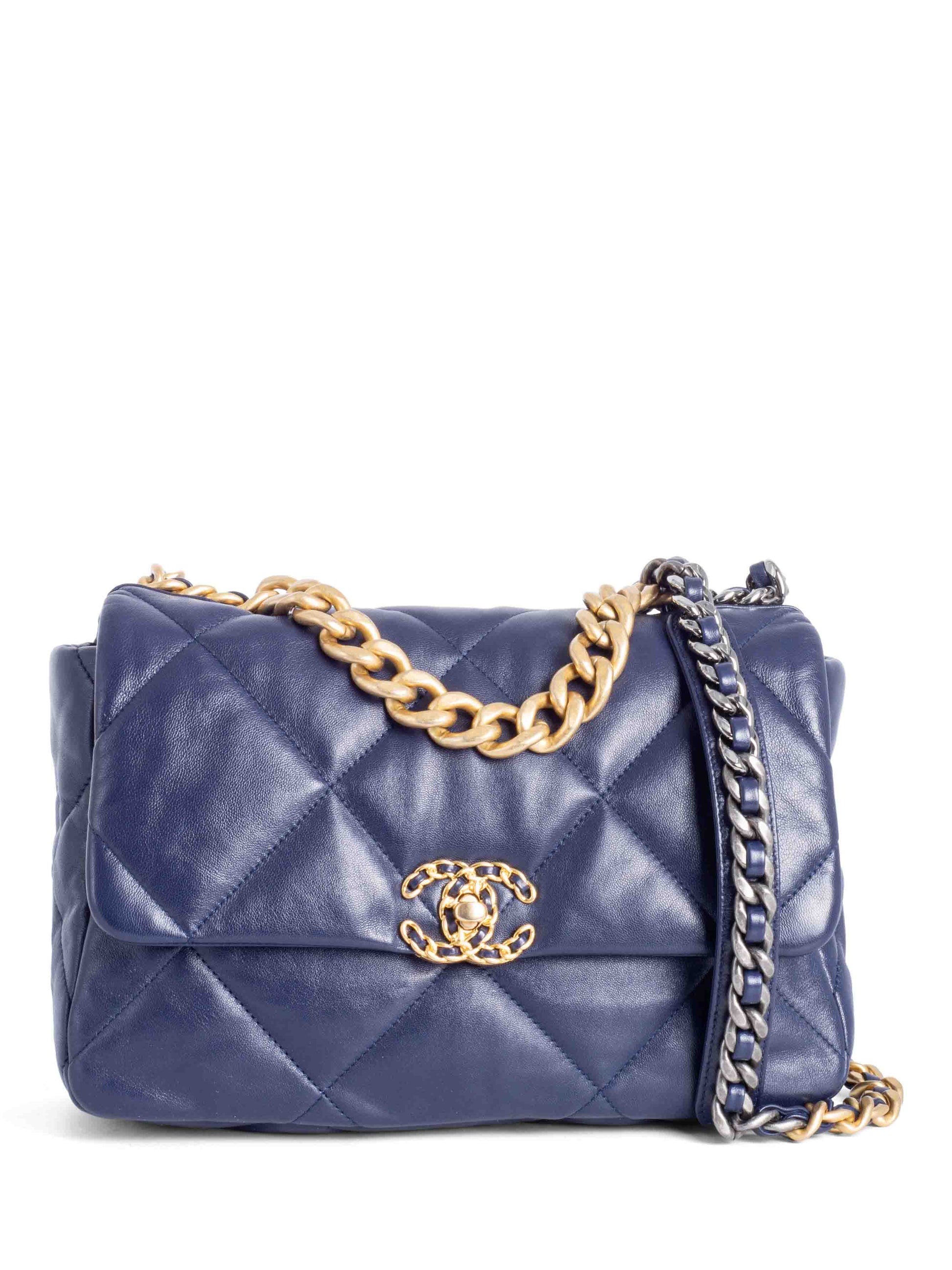 Chanel Quilted Leather Large  Flap Messenger Bag Navy Blue