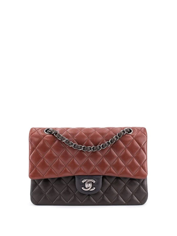Chanel QUILTED LAMBSKIN TRICOLOR CLASSIC DOUBLE FLAP Shoulder Bag