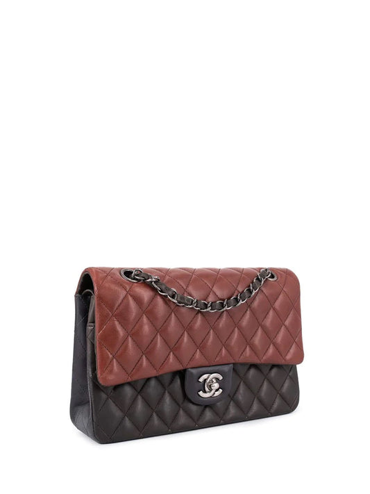 Chanel QUILTED LAMBSKIN TRICOLOR CLASSIC DOUBLE FLAP Shoulder Bag