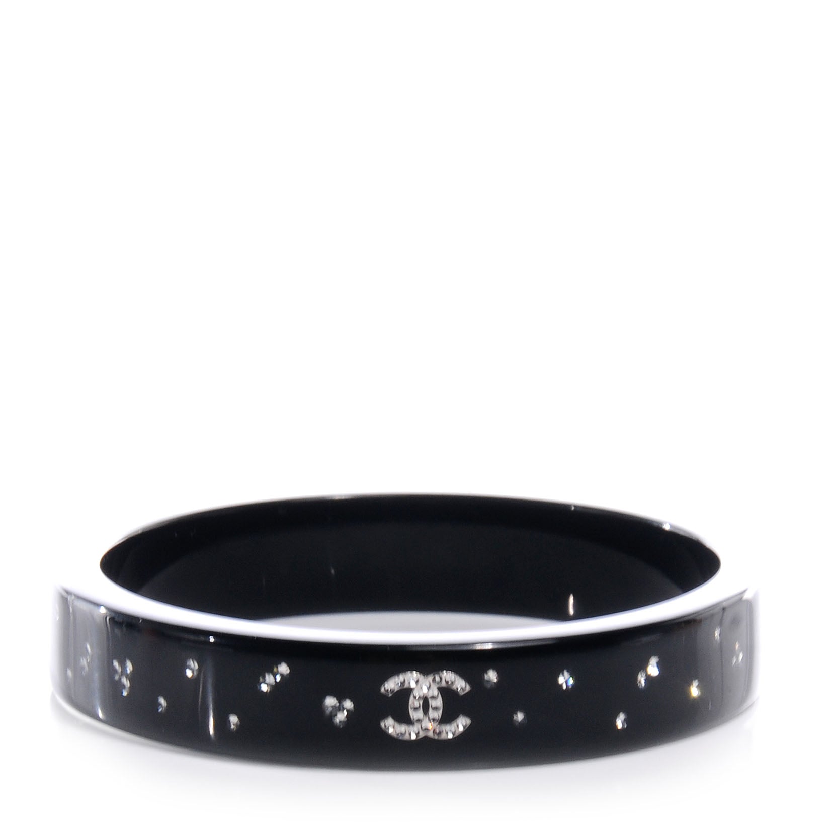 CHANEL RESIN CRYSTAL CC BANGLE BRACELET