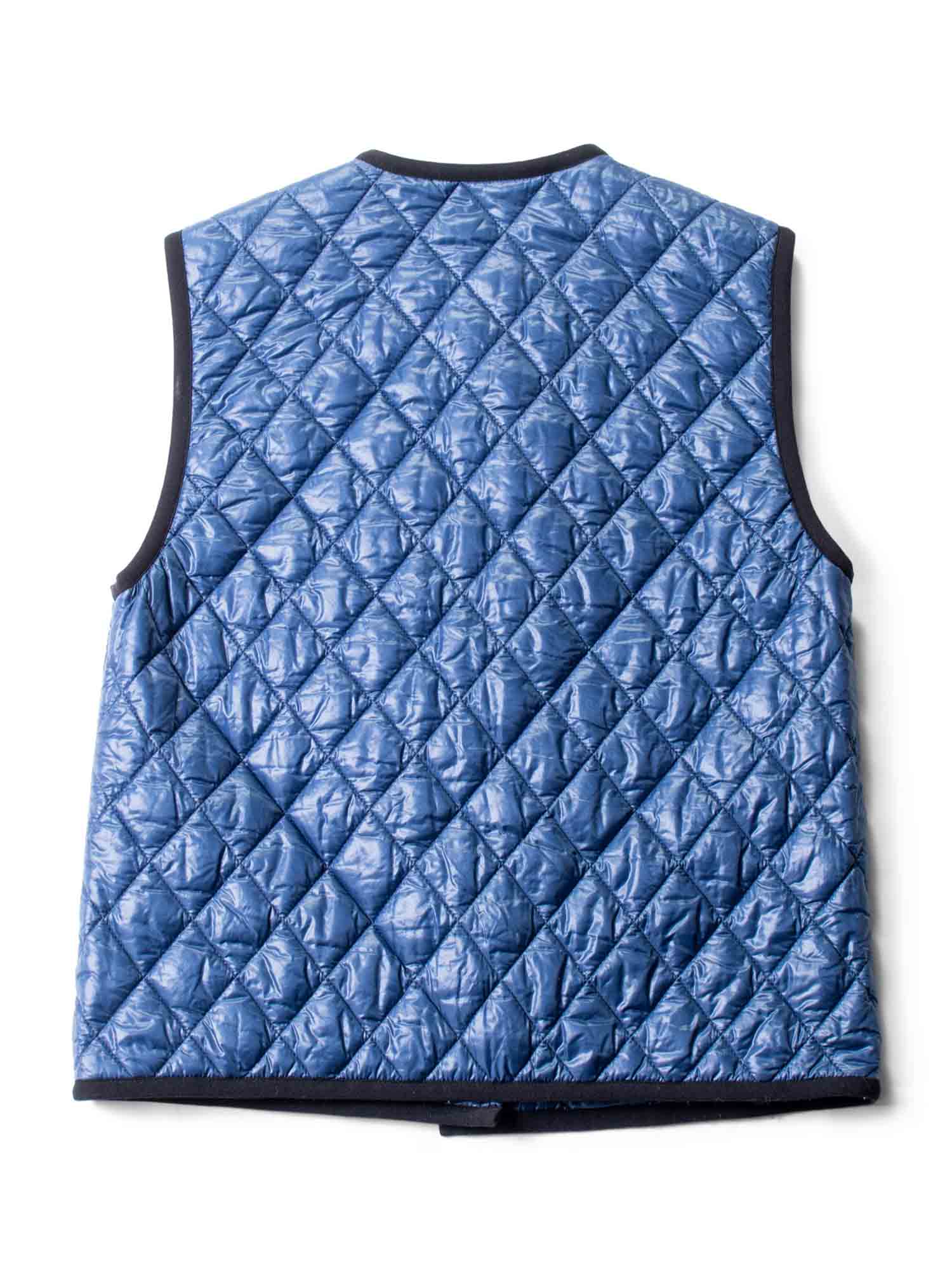 Chanel Runway CC Logo Quilted Puffer Vest Blue Black