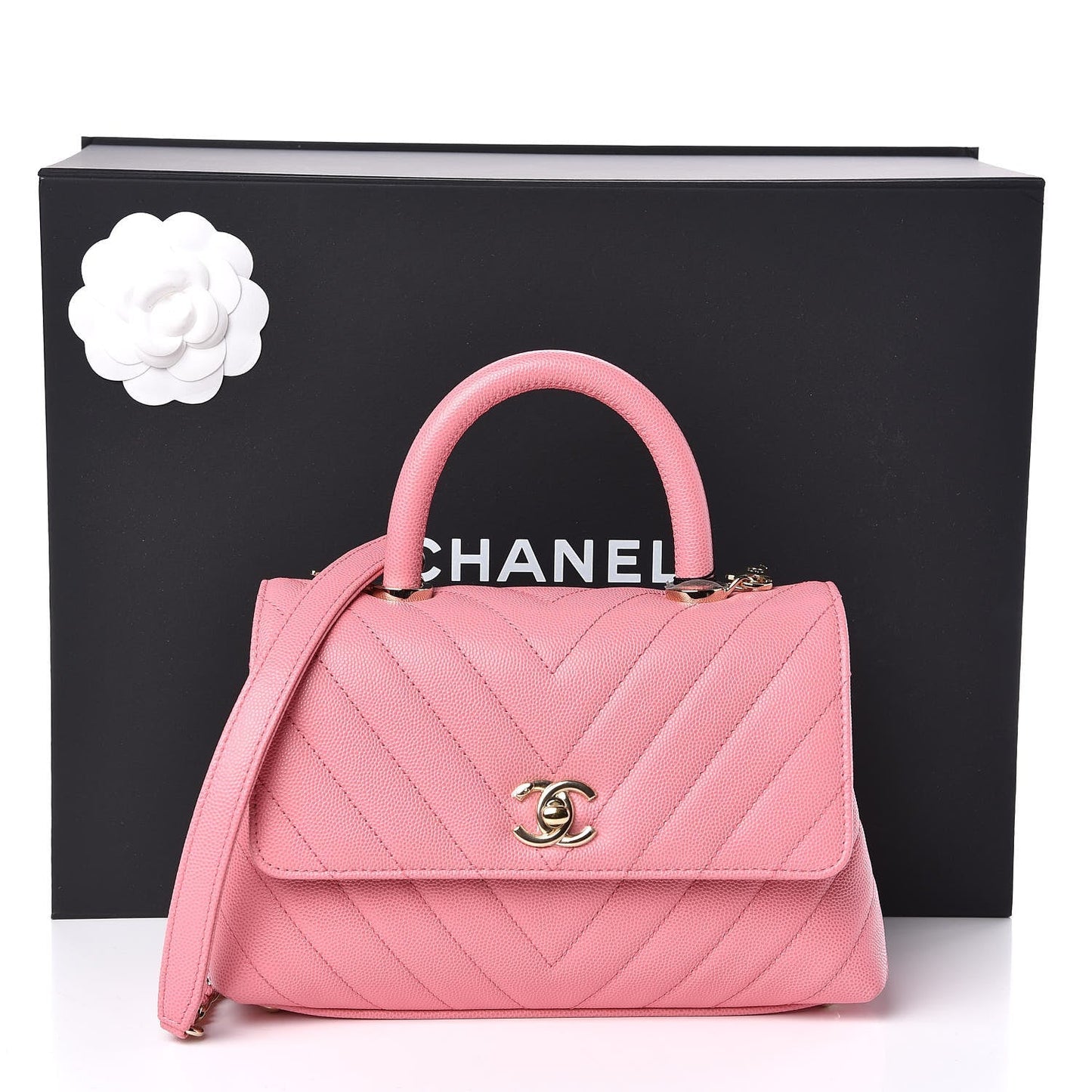 Chanel CAVIAR CHEVRON QUILTED COCO HANDLE FLAP Small Shoulder Bag