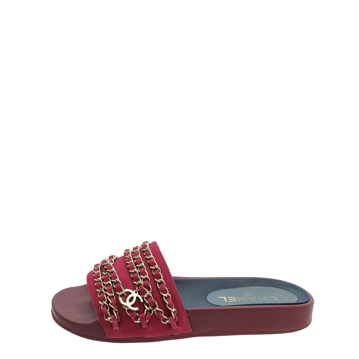 Chanel Satin Chain Slide Mules Bag
