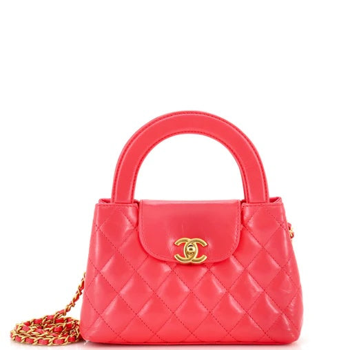 Chanel Shiny Aged Calfskin Quilted Nano Kelly Shopper Women Shoes
